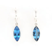 Front View Silver Blue Topaz 7x15mm Marquise Dangle Earrings