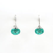Front View Silver Paraiba Garnet 2.3ct Oval CZ Earrings
