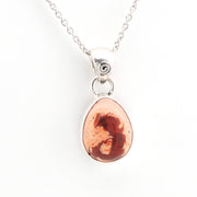 Front View Sterling Silver Mexican Fire Opal Tear Necklace