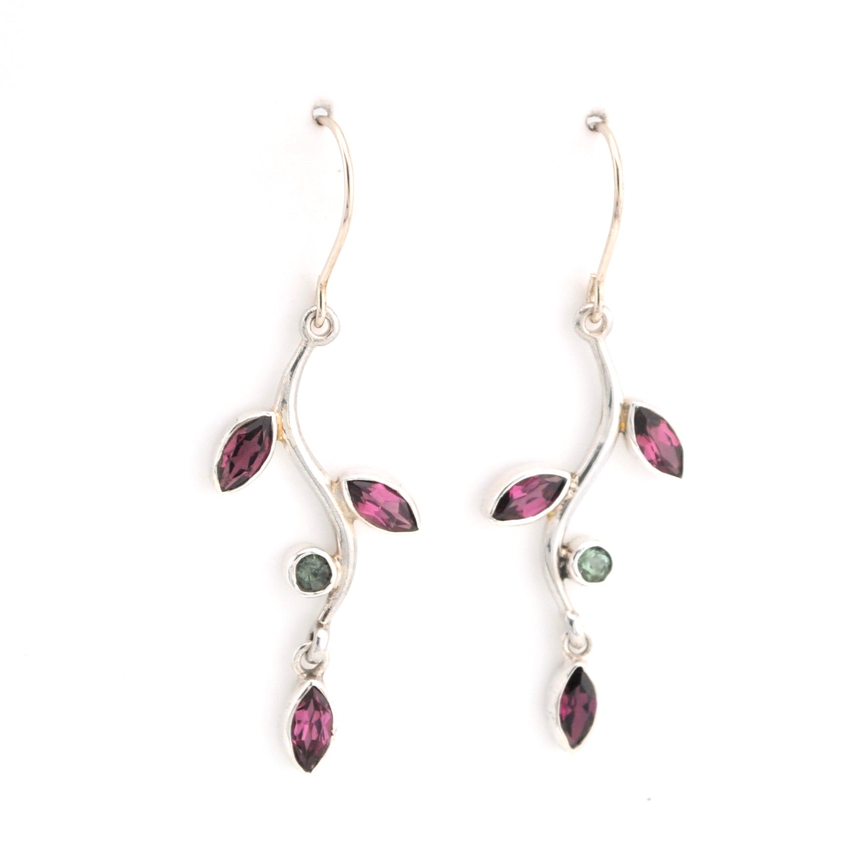 Front View Tourmaline Branch Earrings