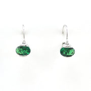 Front View ilver Created Emerald 1.5ct Oval CZ Earrings