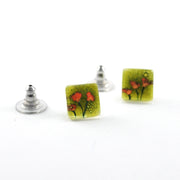 Glass Golden Poppies Post Earrings