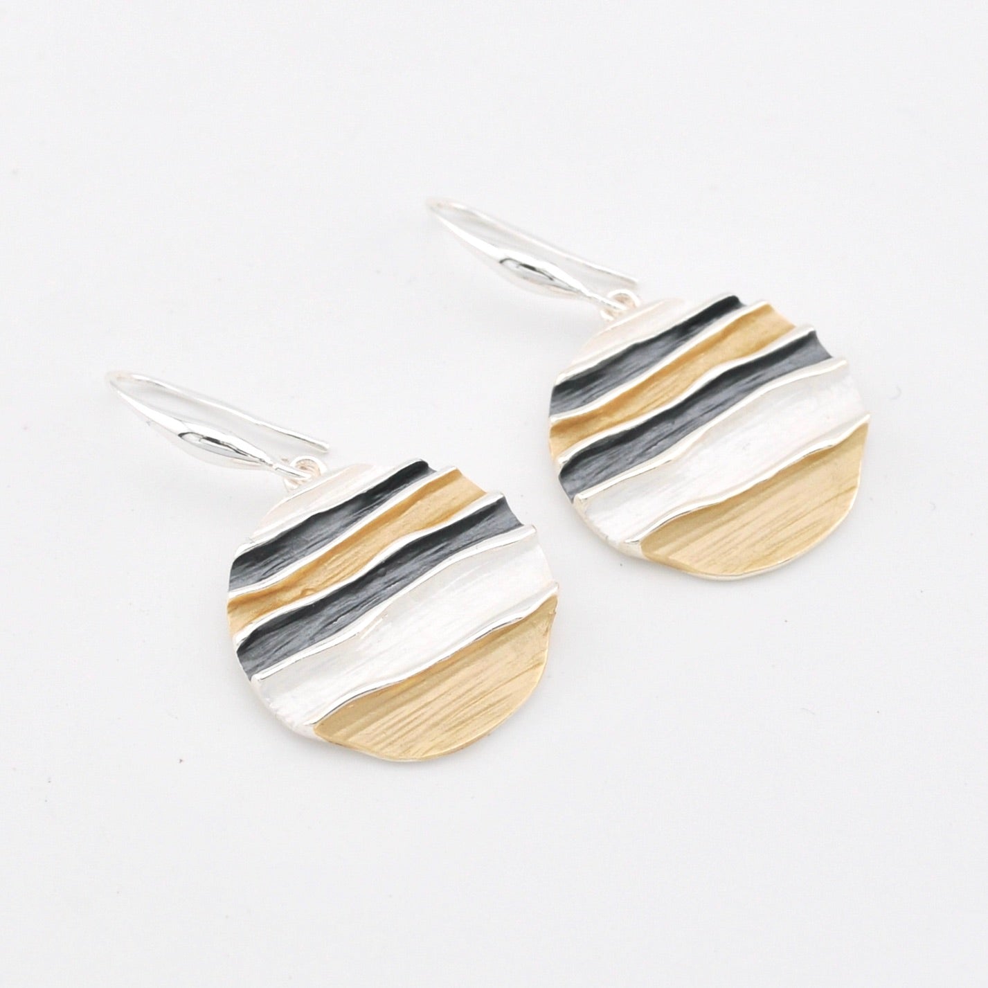 Gold Silver Ocean Waves Earrings