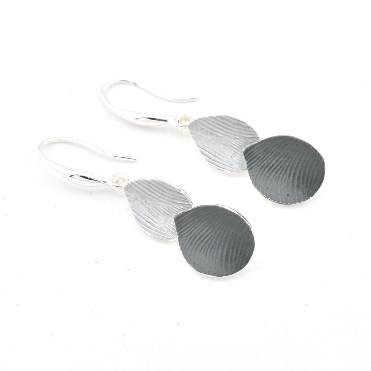 Grey Silver Petal Shaped Earrings