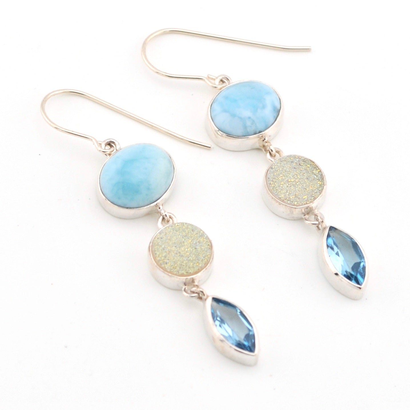 Larimar Druzy Topaz Earrings