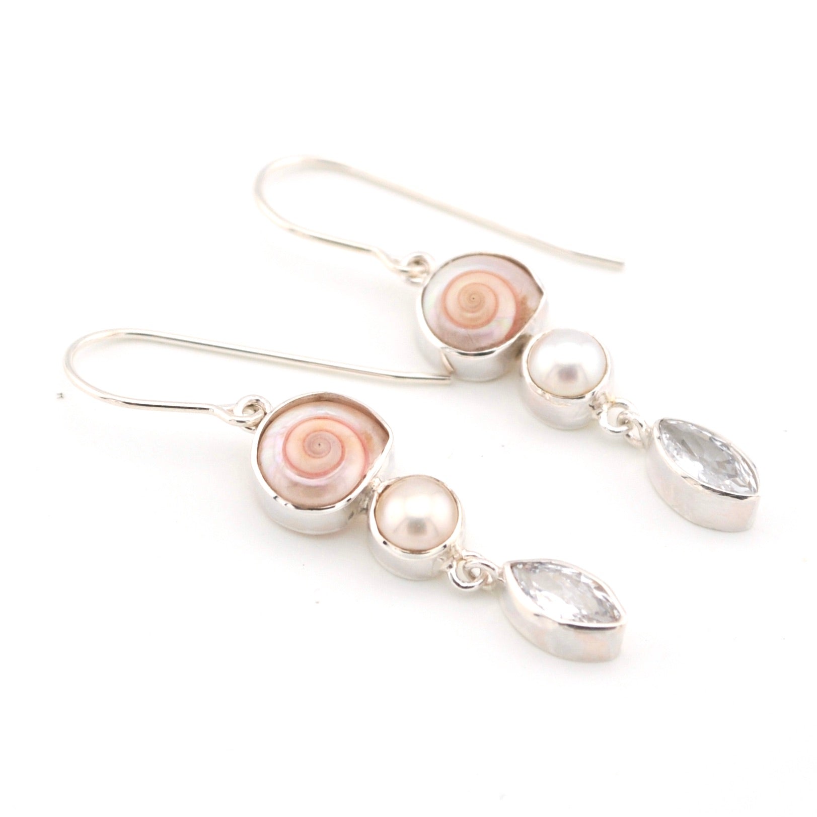 Malabar Shell Pearl CZ Earrings