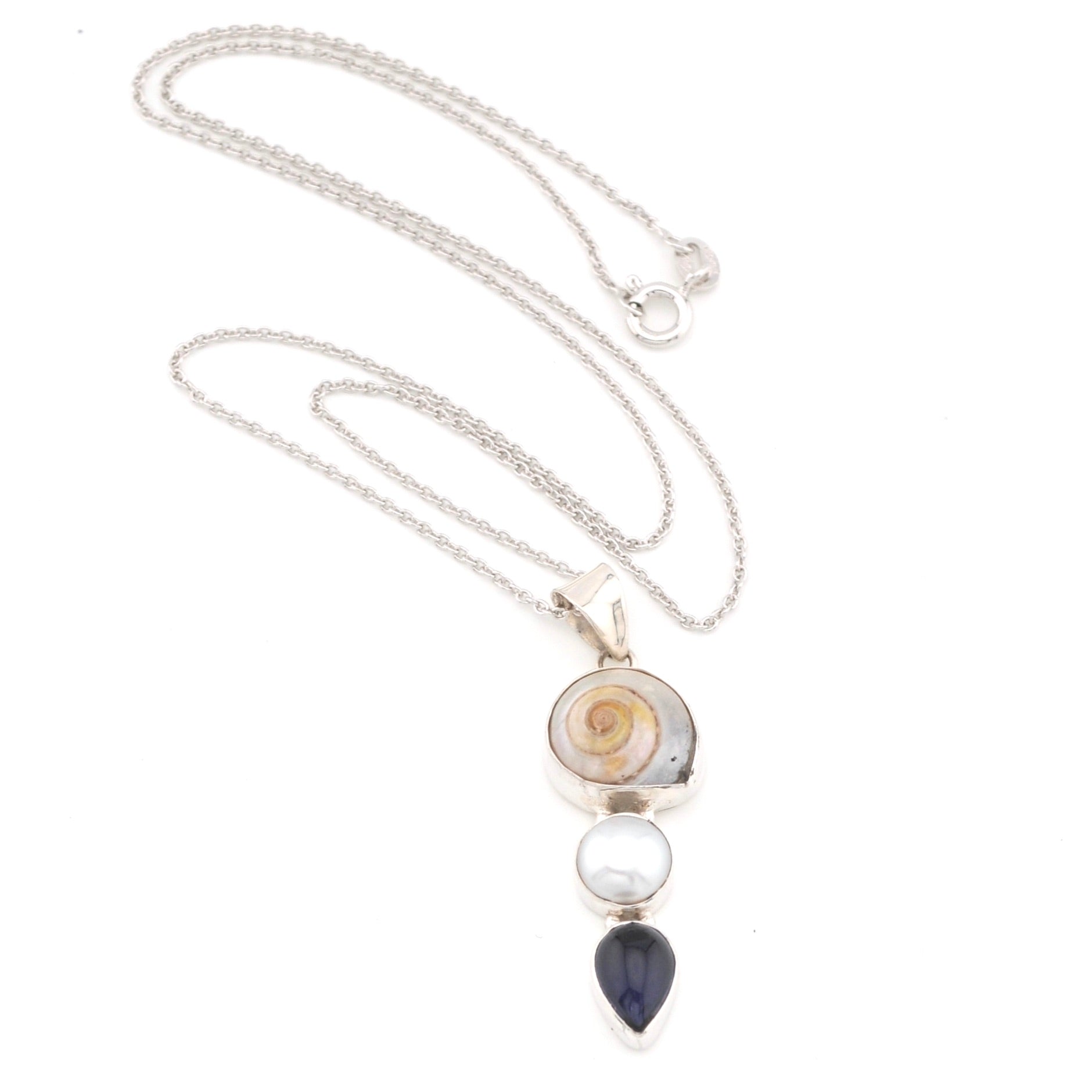 Malabar Shell Pearl Iolite Necklace