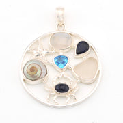 Moonstone Crab Sea Glass Topaz Medallion