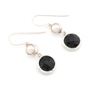 Pearl Black Onyx Round Dangle Earrings