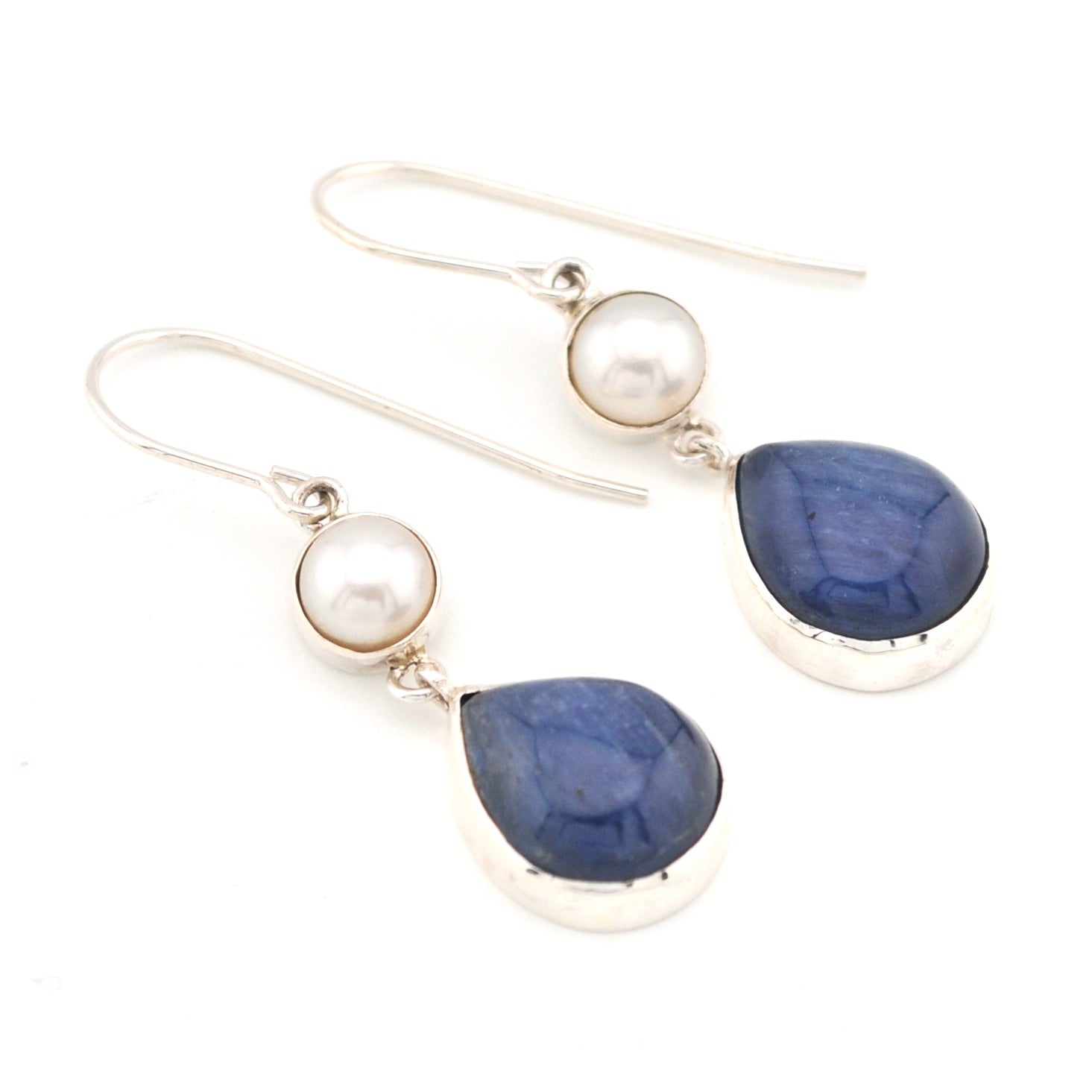 Pearl Kyanite Dangle Earrings