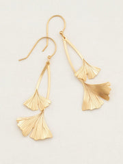 Gold Ginkgo Drop Earrings