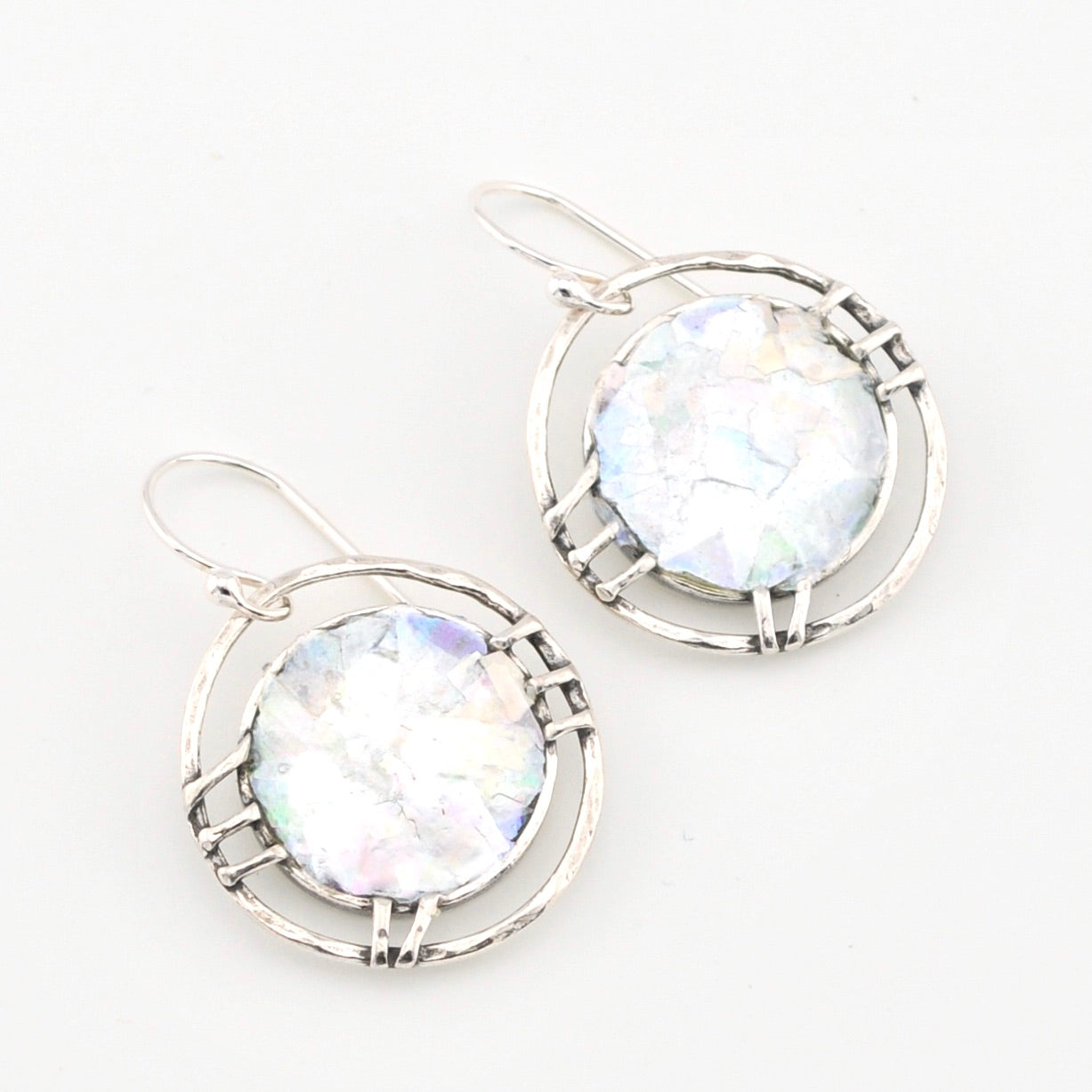 Roman Glass Round Dangle Earrings 1102