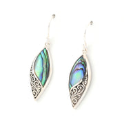 Side View Abalone Marquise Bali Earrings