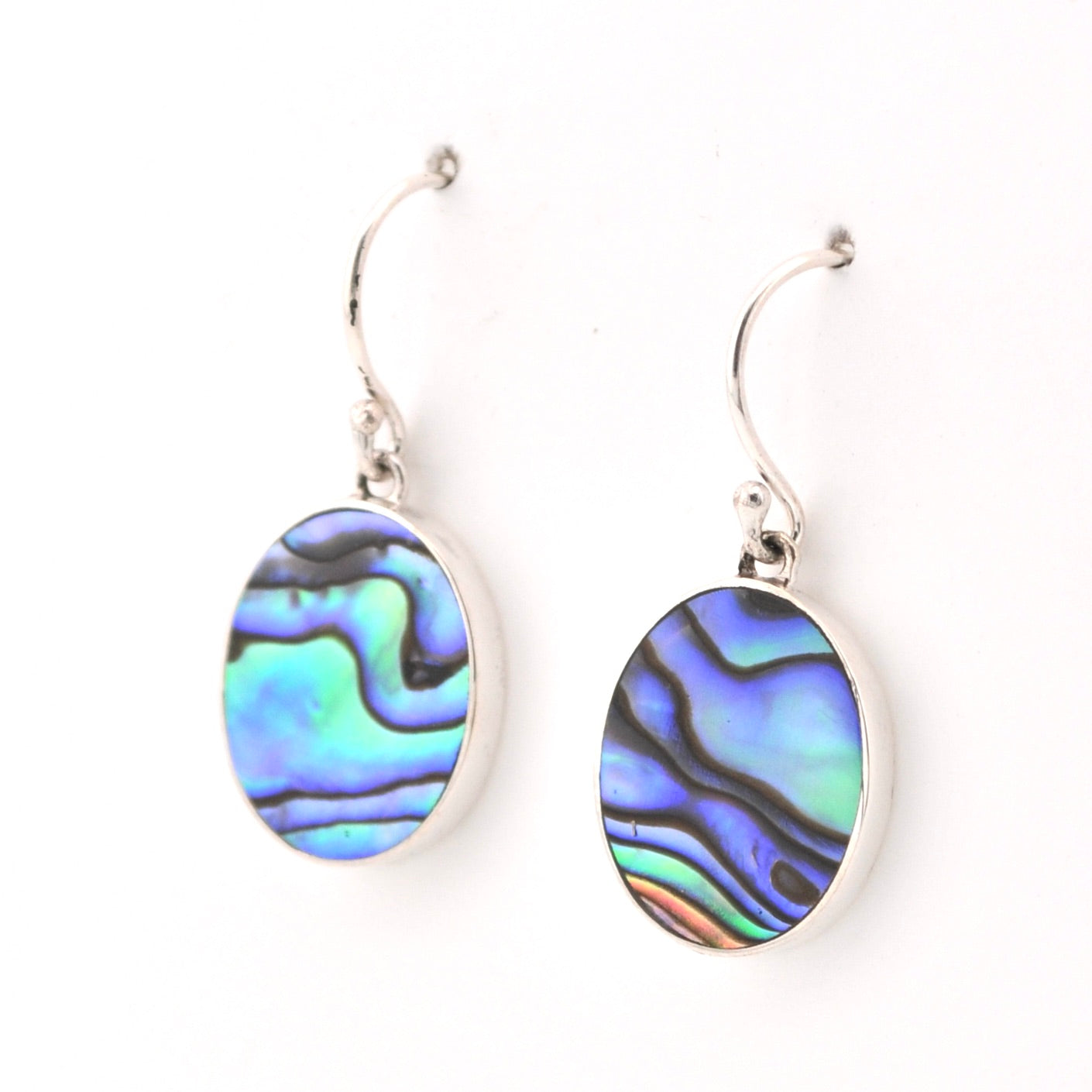 Side View Abalone Oval Dangle Earrings 17478