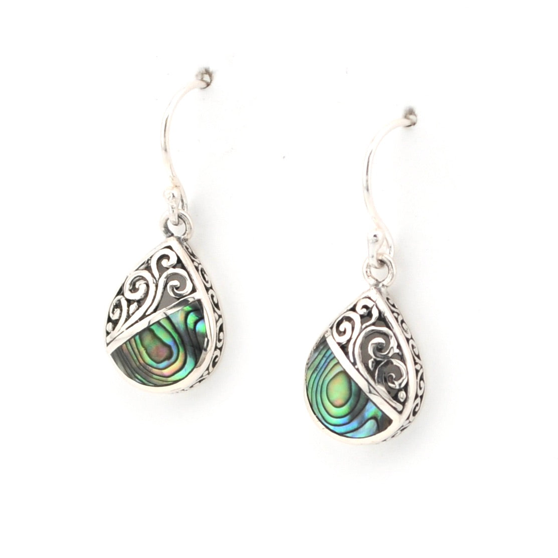 Side View Abalone Tear Bali Earrings