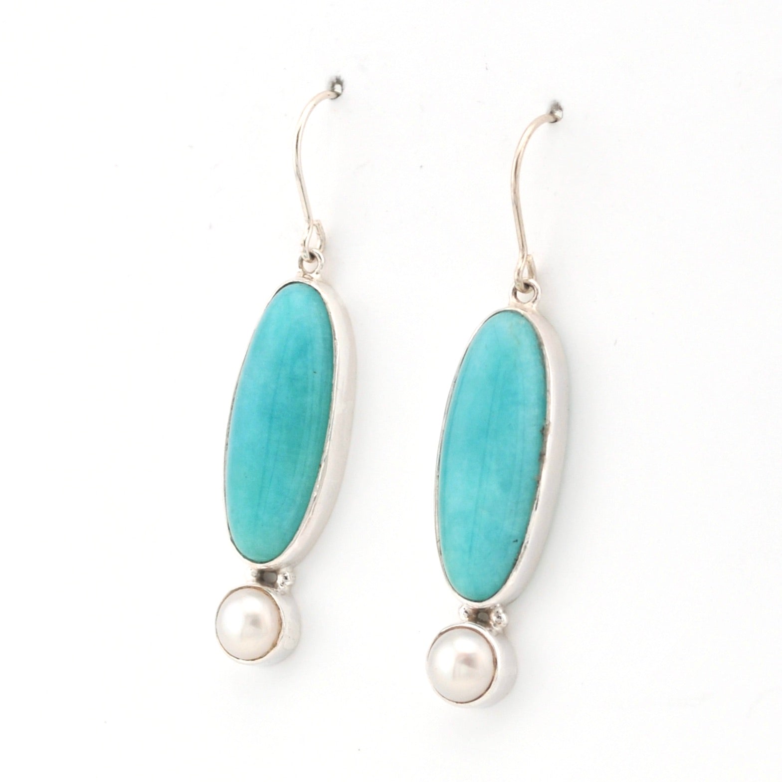 Side View Amazonite with Pearl Earrings