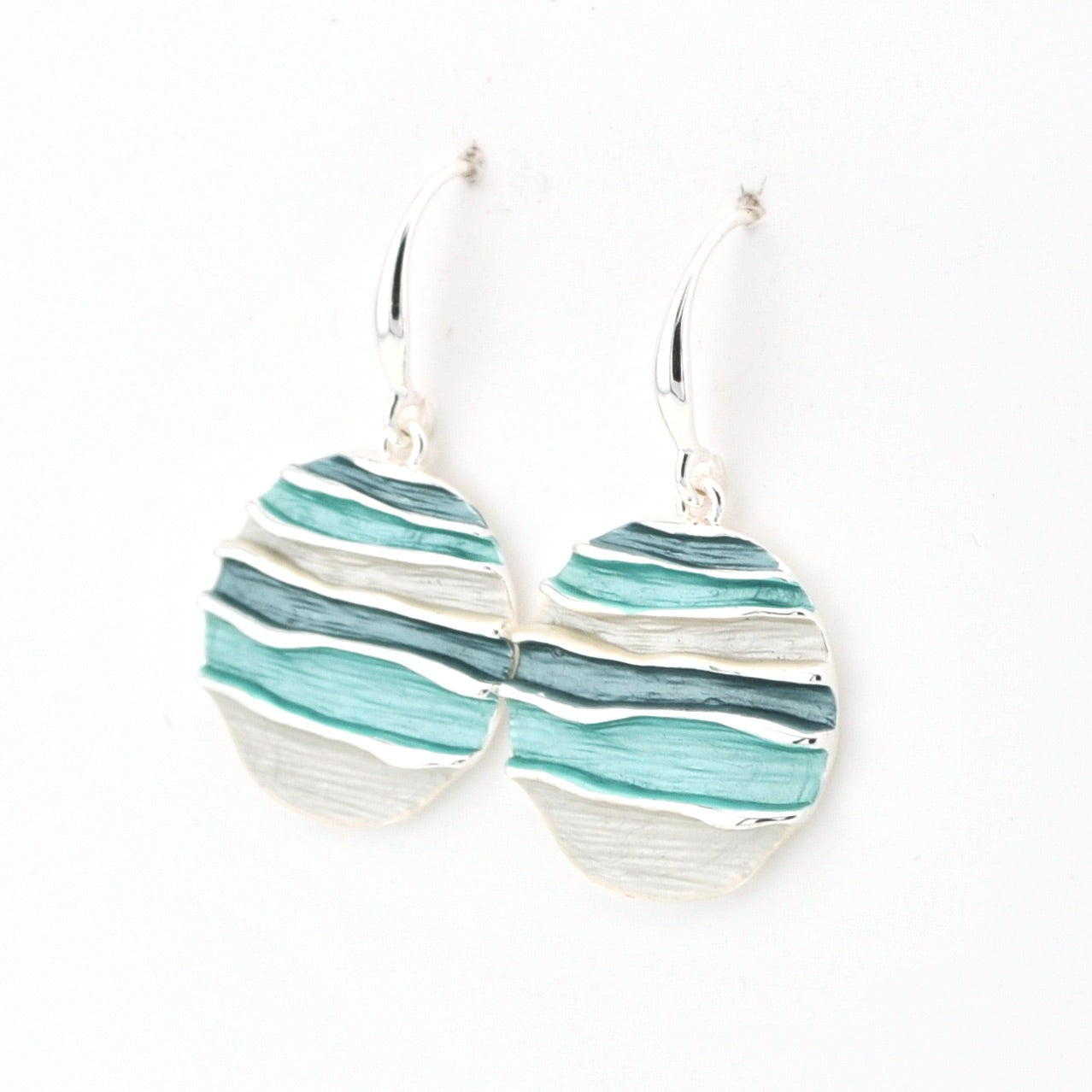 Side View Aqua Teal Ocean Waves Earrings