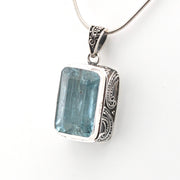 Side View Aquamarine 12x18mm Rectangle Pendant