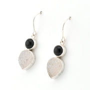 Side View Black Onyx Druzy Agate Earrings