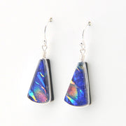 Pair of colorful fan earrings on a white background