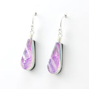 Side View Dichroic Glass Pink Small Teardrop Dangle Earrings
