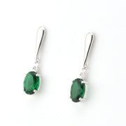 Side View Emerald 2.6ct Oval CZ Dangle Earrings