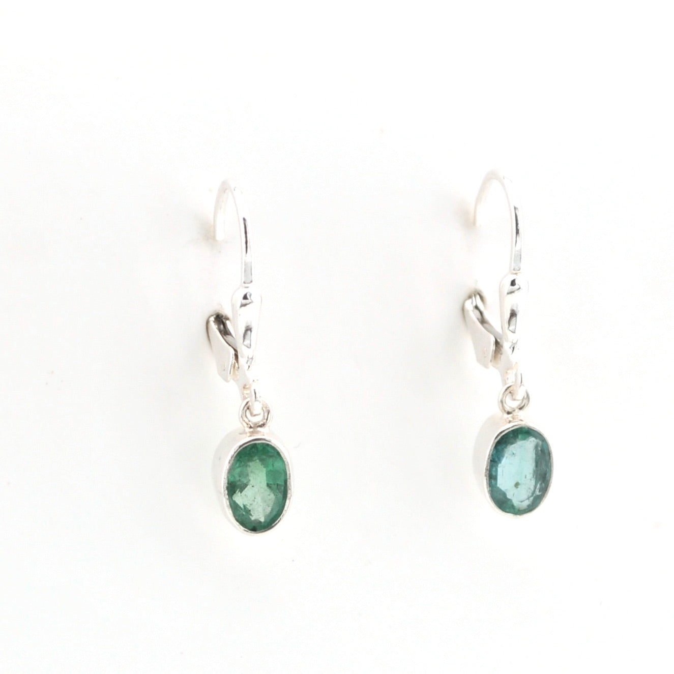 Side View Emerald 4x6mm Oval Dangle Earrings