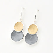 Side View Gold Silver Double Circle Earrings
