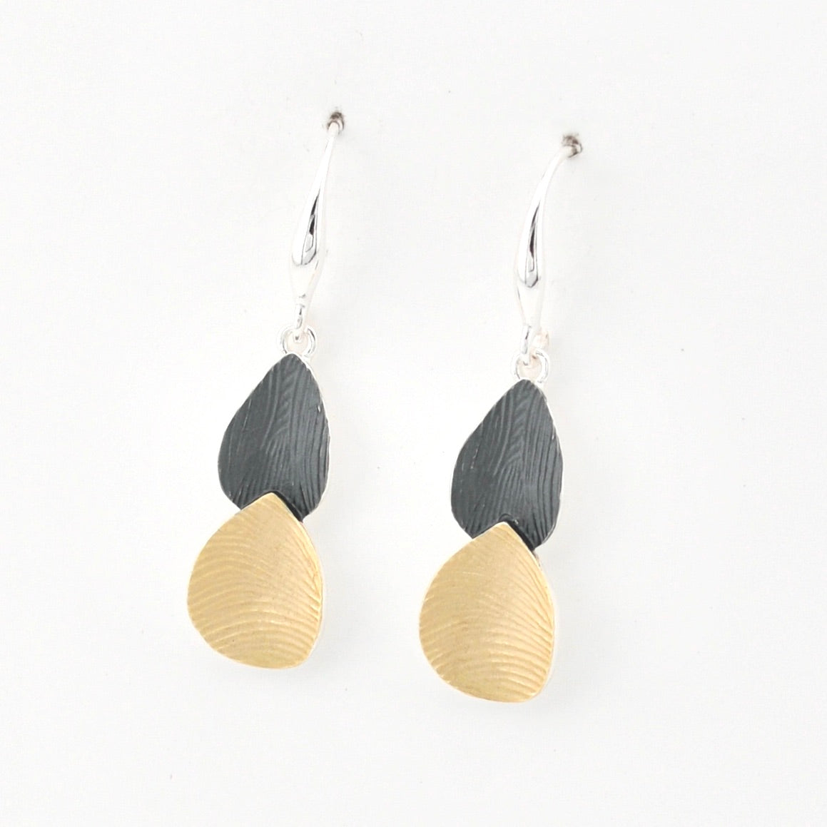 Side View Gold Silver Petal Shaped Earrings
