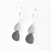 Side View Grey Silver Petal Shaped Earrings