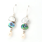 Side View Keshi Pearl Abalone Drop Earrings