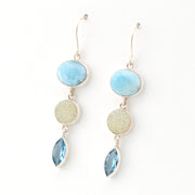 Side View Larimar Druzy Topaz Earrings