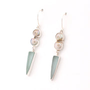 Side View Malabar Shell Aqua Sea Glass Earrings