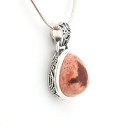 Side View Mexican Fire Opal 14x16mm Tear Bali Pendant