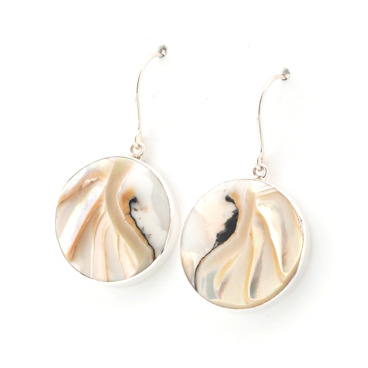 Side View Nautilus Shell Round Dangle Earrings