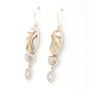 Side View Nautilus Shell White Topaz Earrings