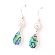 Side View Pearl Abalone Tear Dangle Earrings