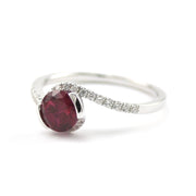 Side View Silver Created Ruby 1.1ct CZ Swirl Ring