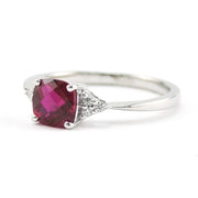 Side View Silver Created Ruby 1.2ct Square CZ Ring