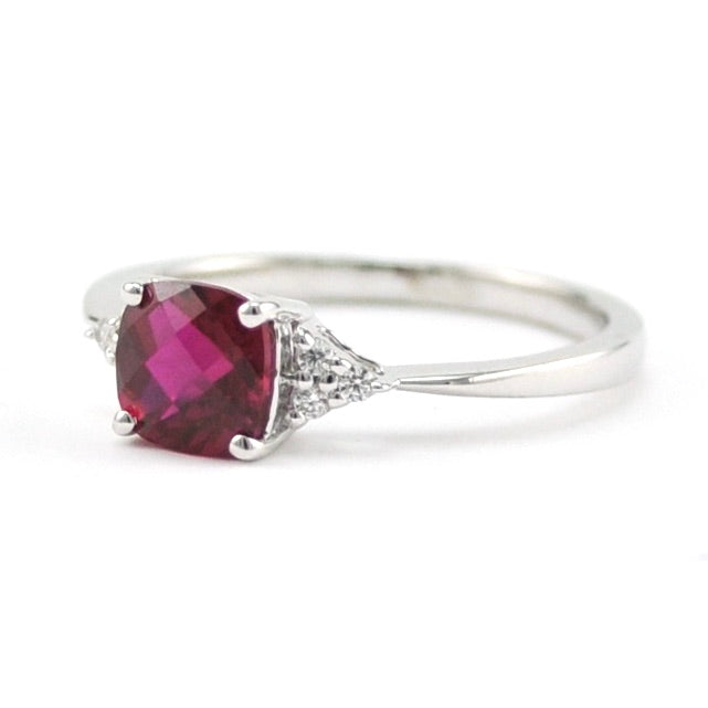 Side View Silver Created Ruby 1.2ct Square CZ Ring