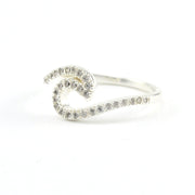 Side View Silver Cubic Zirconia Wave Ring Size 7