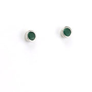 Side View Silver Emerald .5ct 4mm Round Post Earrings