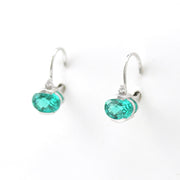 Side View Silver Paraiba Garnet 2.3ct Oval CZ Earrings