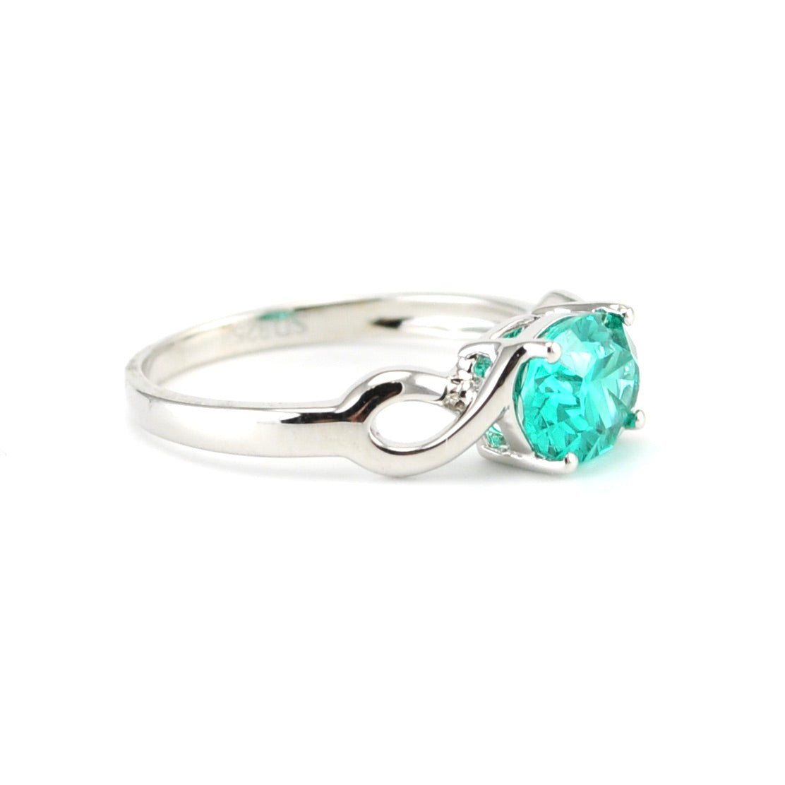 Side View Silver Parieba Corundum 2.7ct Oval Ring