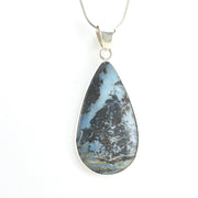 Side View Sterling Silver Aztec Lapis Tear Pendant