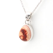 Side View Sterling Silver Mexican Fire Opal Tear Necklace