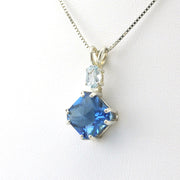 Side View Tibetan Blue Obsidian with Aquamarine Necklace