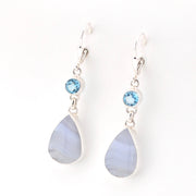 Side View Topaz Blue Lace Agate Earrings