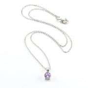 Silver Amethyst 6mm Round Necklace