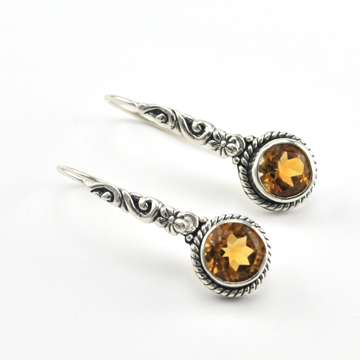 Natural Citrine Sterling Silver Oxidised Fancy Dangle Earrings Pair ~ Citrine Gemstone Fine Handmade popular Silver Earring ~ Antique Jewelry ~ E486